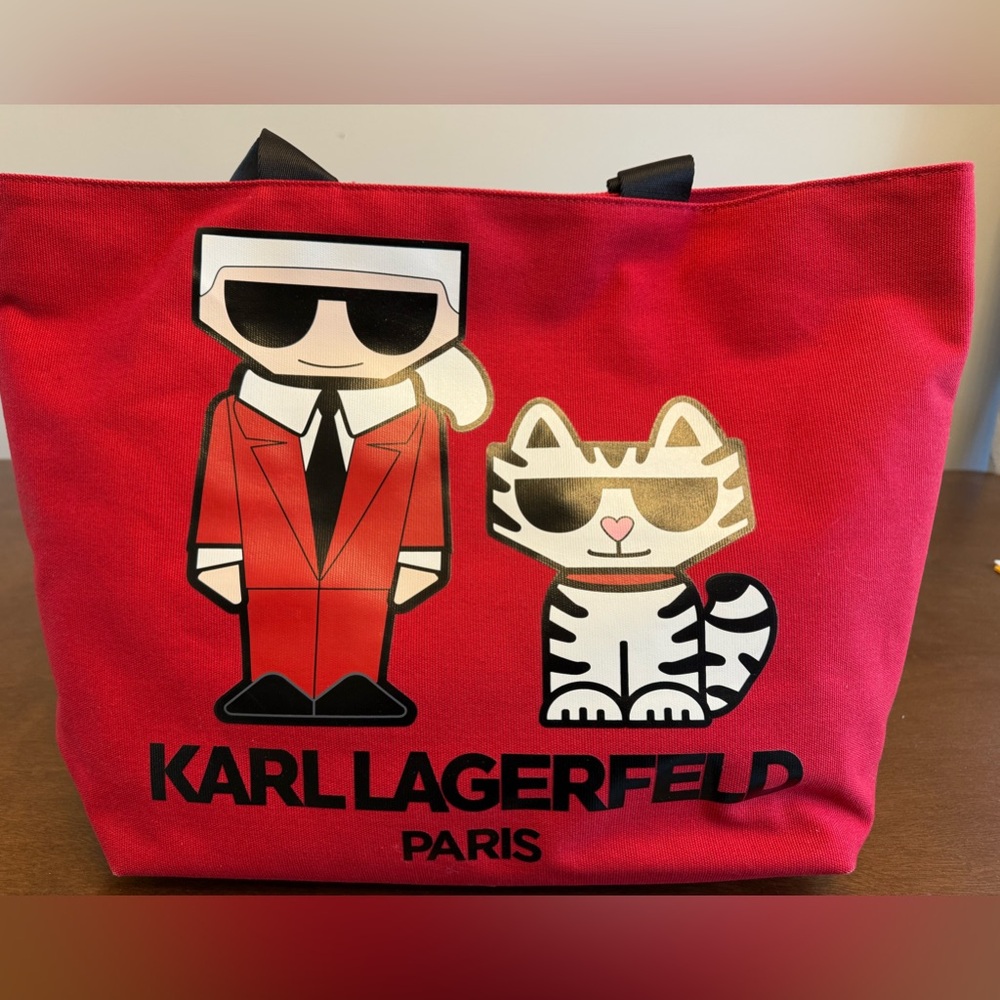 NWT - Brand New Karl Lagerfeld Paris Red Canvas Tote Bag